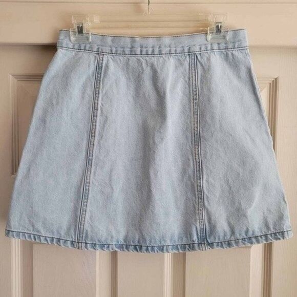 BDG Urban Outfitters Cotton Denim Jean Mini Skirt Snap Buttons Front Size M - Picture 3 of 9